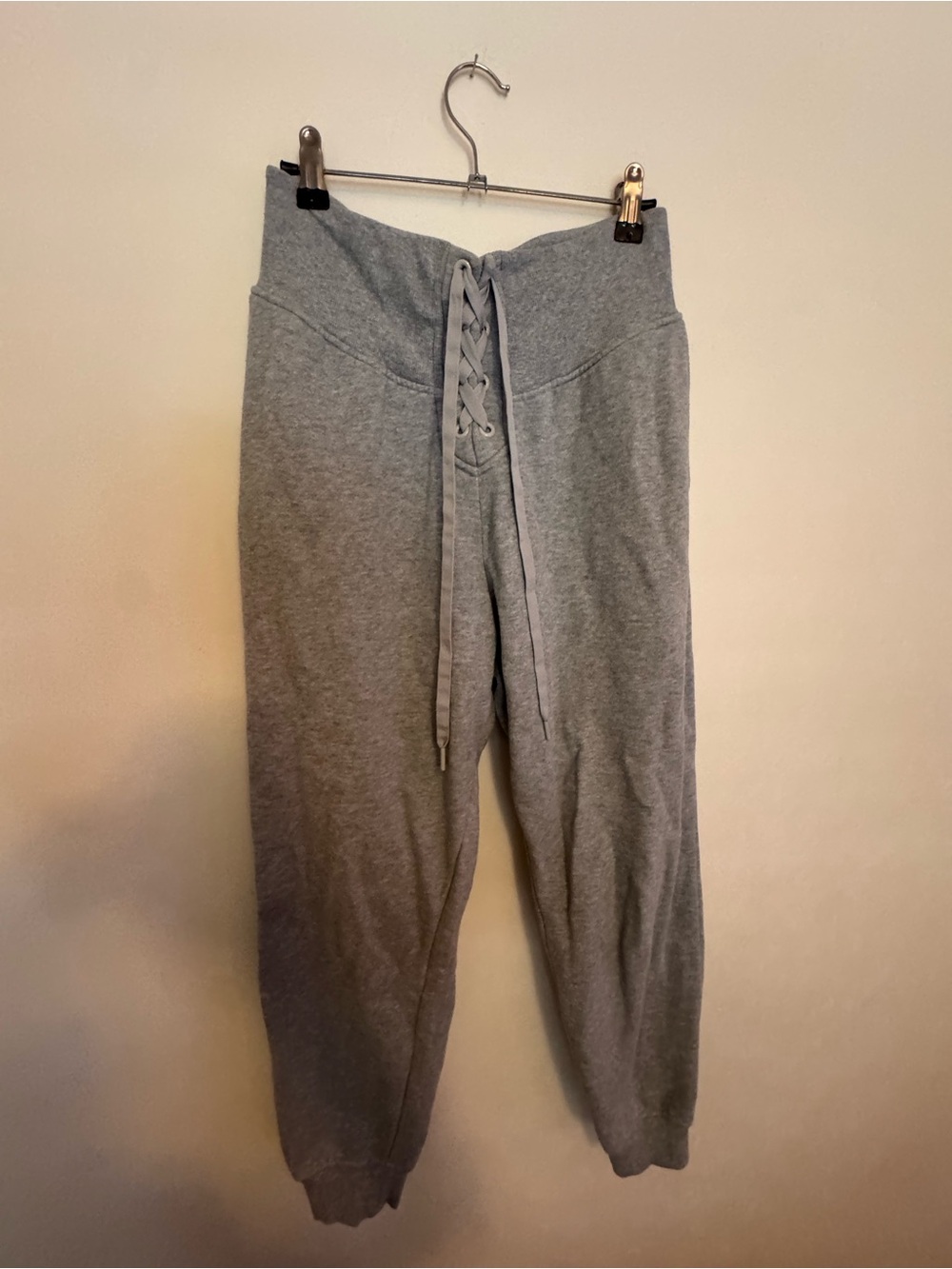 Victoria's Secret Light Gray Lace-Up High Waist Sweatpants - women’s Medium